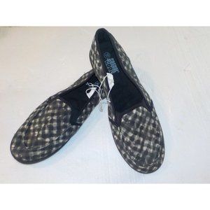Casual Cool Slip On Loafers Shoes Black Tan Checkered Womens Size 9